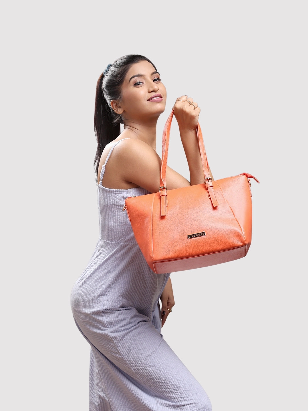 Caprese Opium Medium Coral Satchel Bag