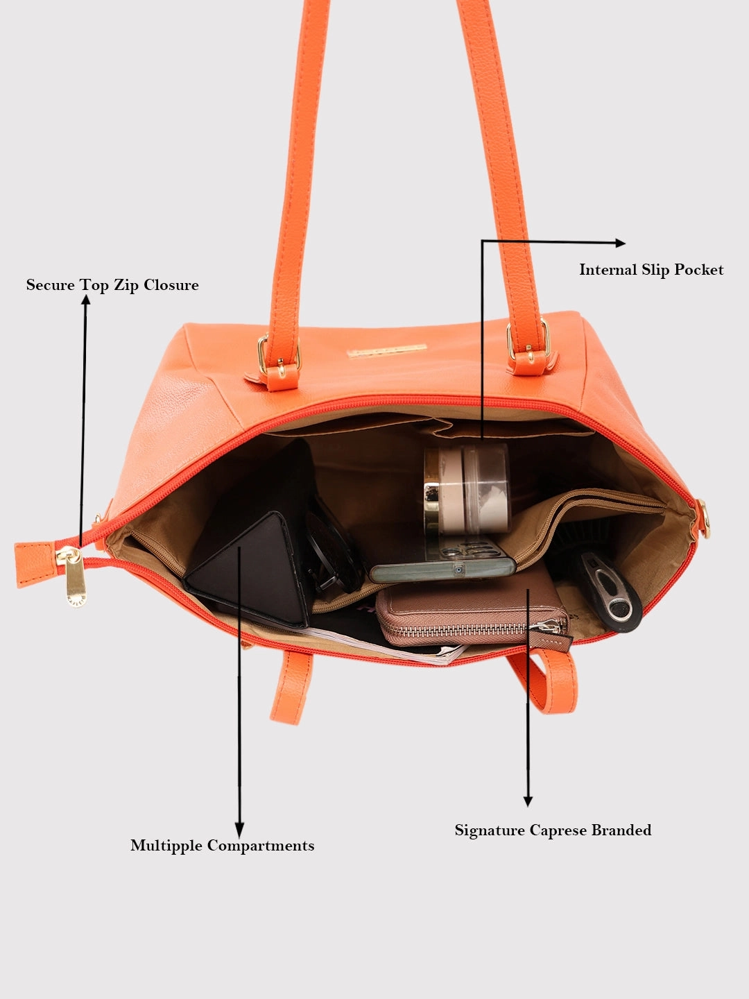 Caprese Opium Medium Coral Satchel Bag