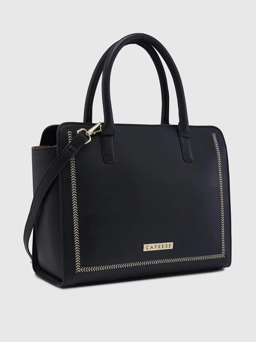 Caprese Poppy Medium Black Satchel Bag
