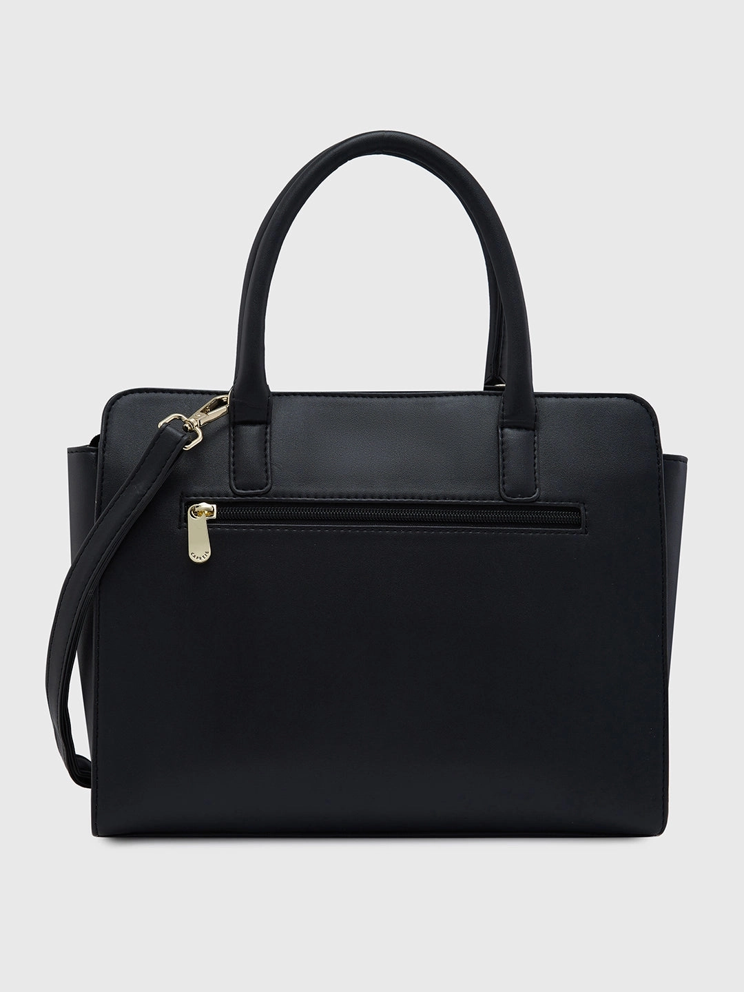 Caprese Poppy Medium Black Satchel Bag