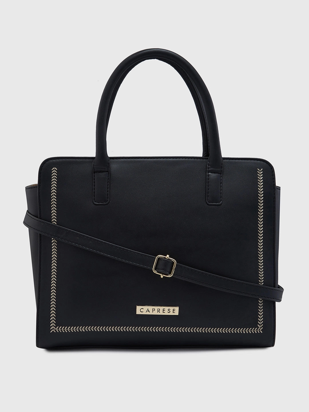 Caprese Poppy Medium Black Satchel Bag