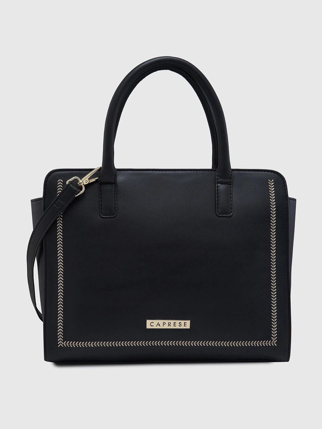 Caprese Poppy Medium Black Satchel Bag