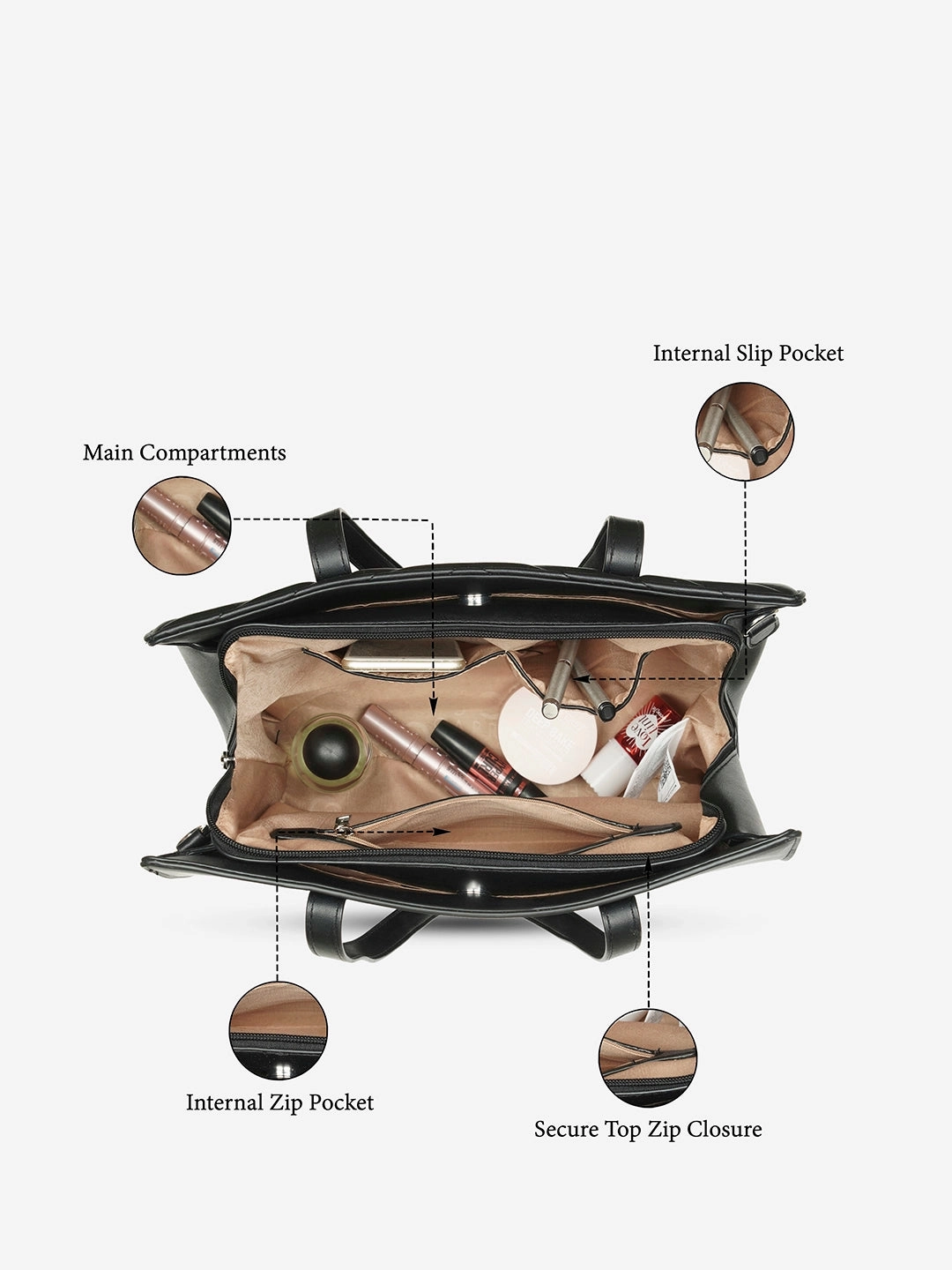 Caprese Riko Large Black Satchel Bag