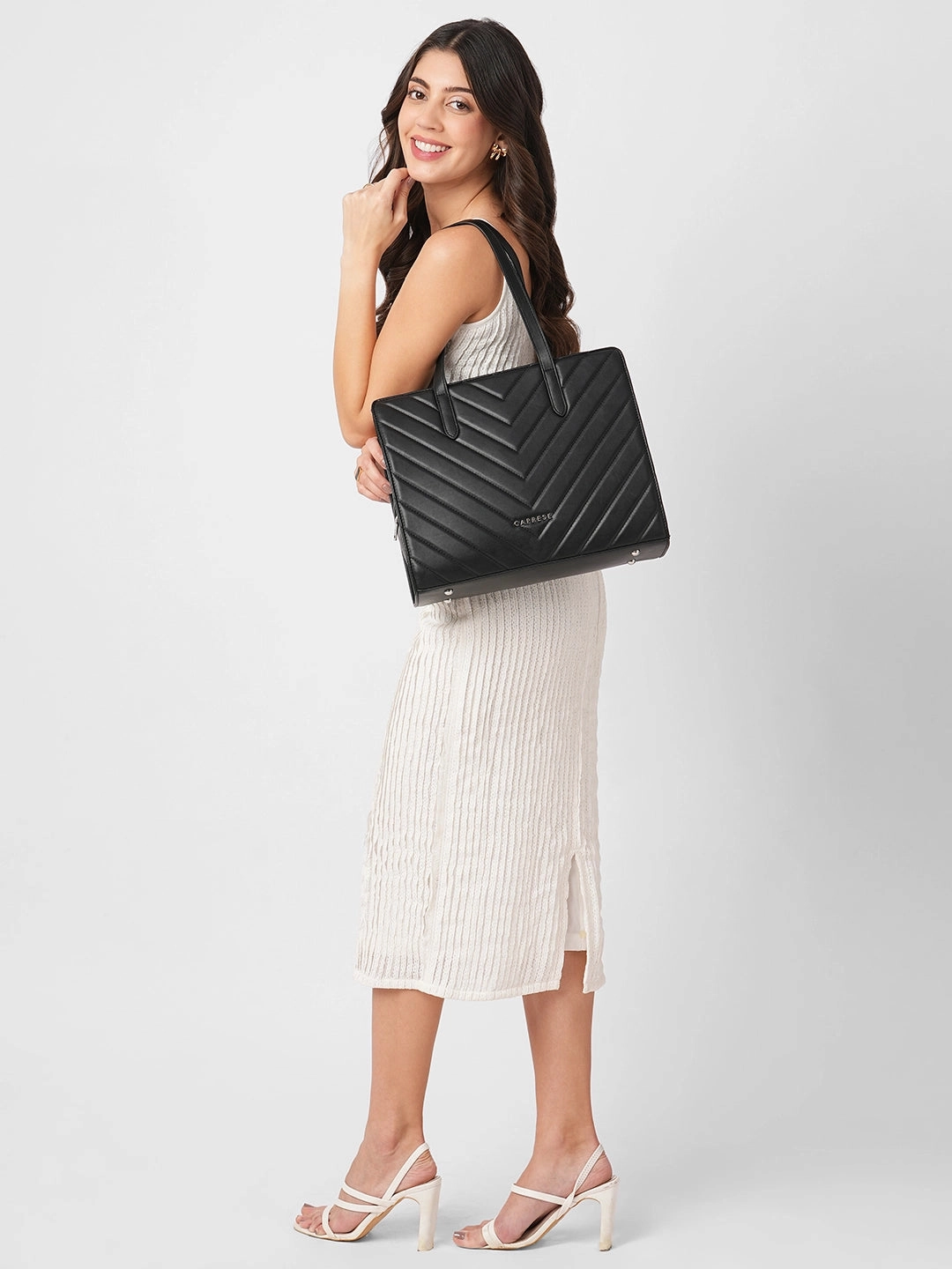 Caprese Riko Large Black Satchel Bag