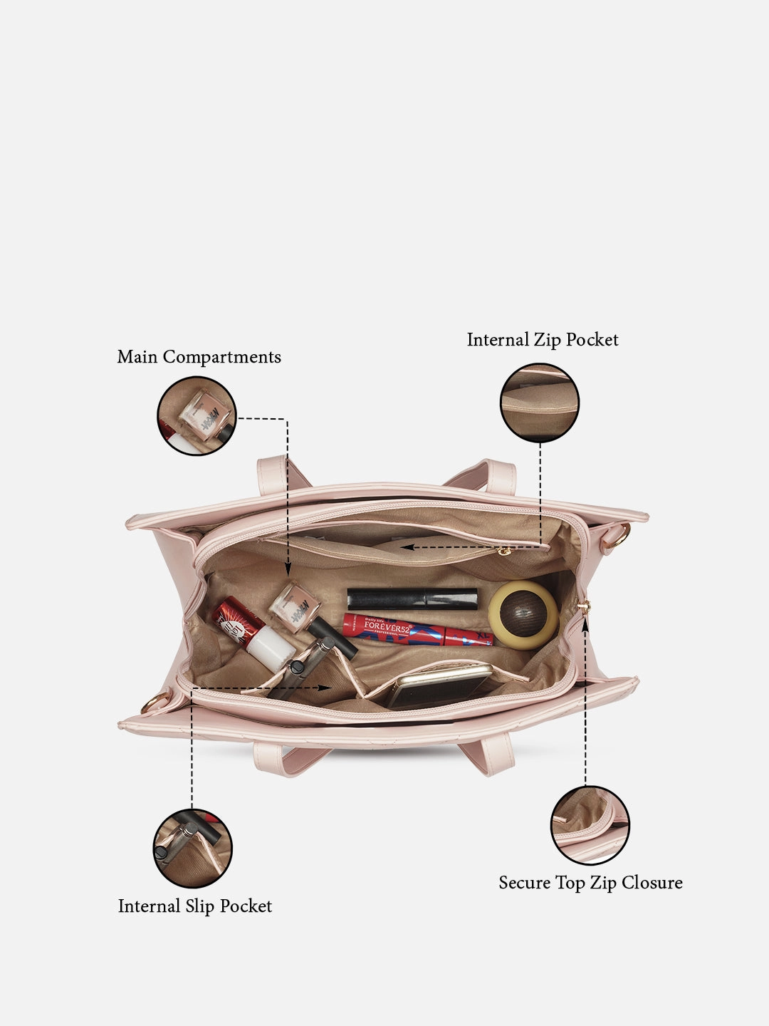 Caprese Riko Large Powder Pink Satchel Bag