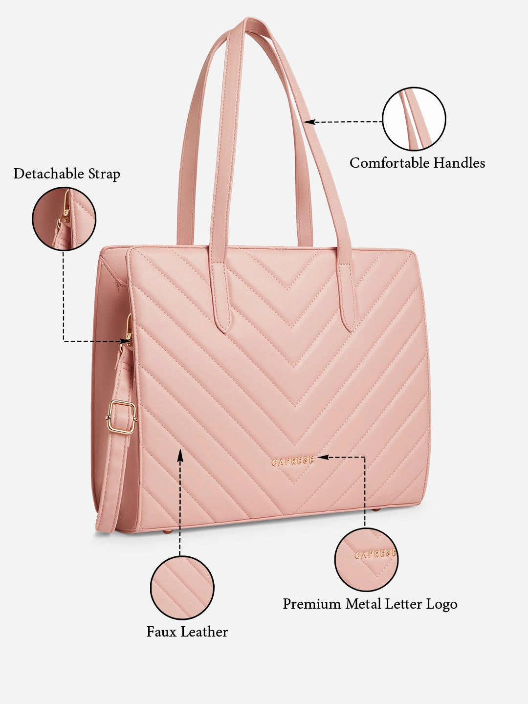 Caprese Riko Large Powder Pink Satchel Bag
