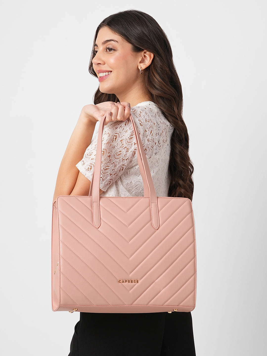 Caprese Riko Large Powder Pink Satchel Bag