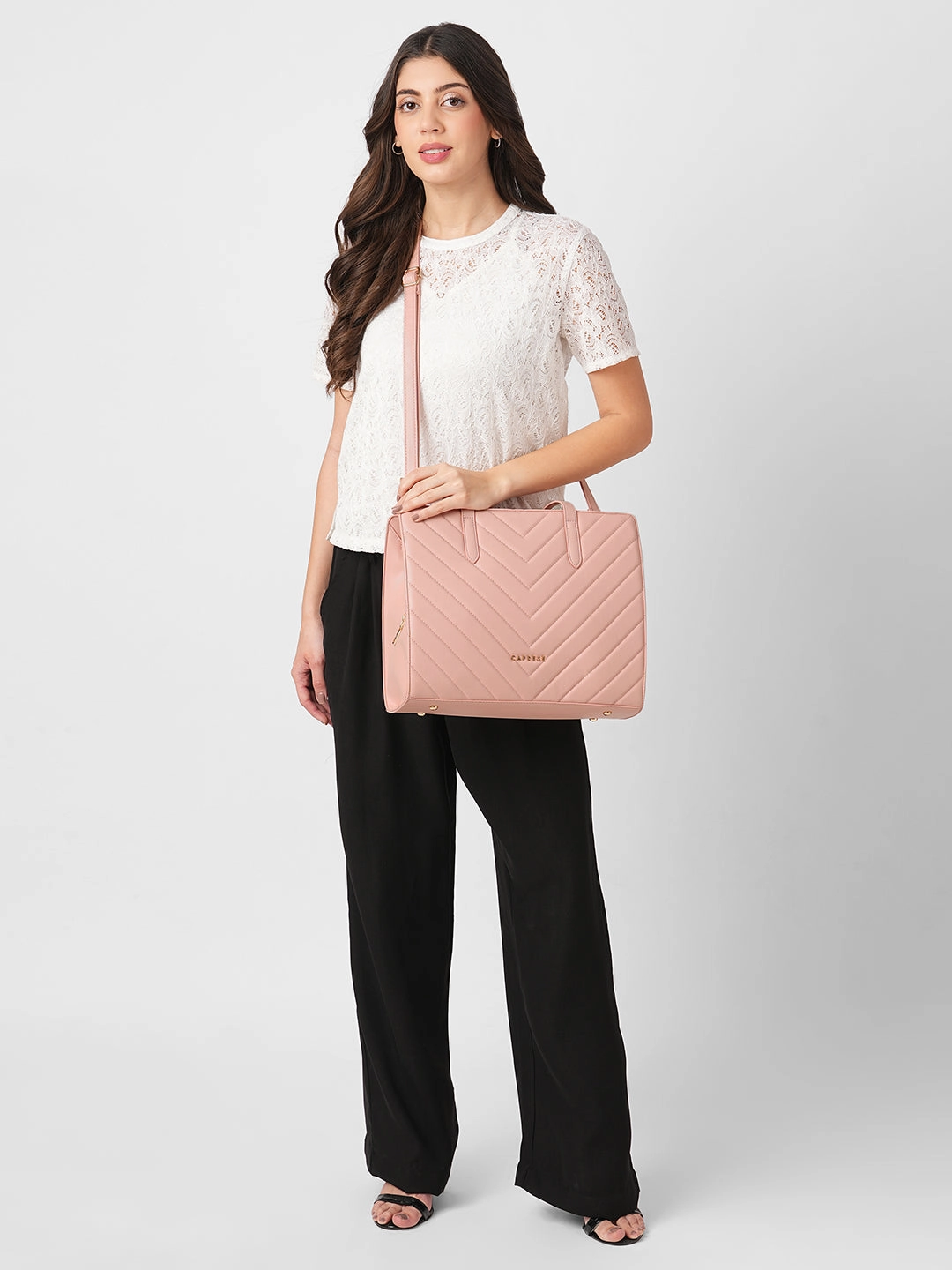 Caprese Riko Large Powder Pink Satchel Bag
