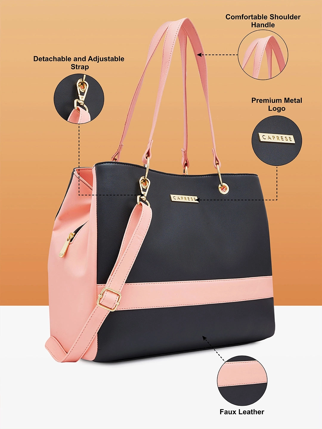 Caprese Seri Small Black Satchel Bag