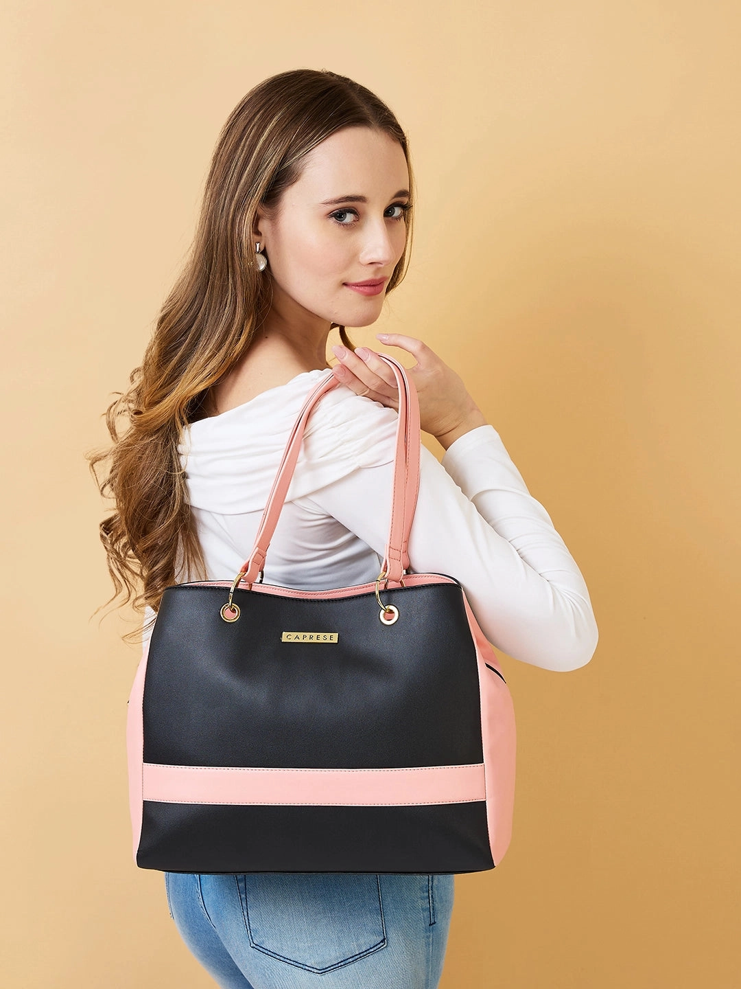 Caprese Seri Small Black Satchel Bag
