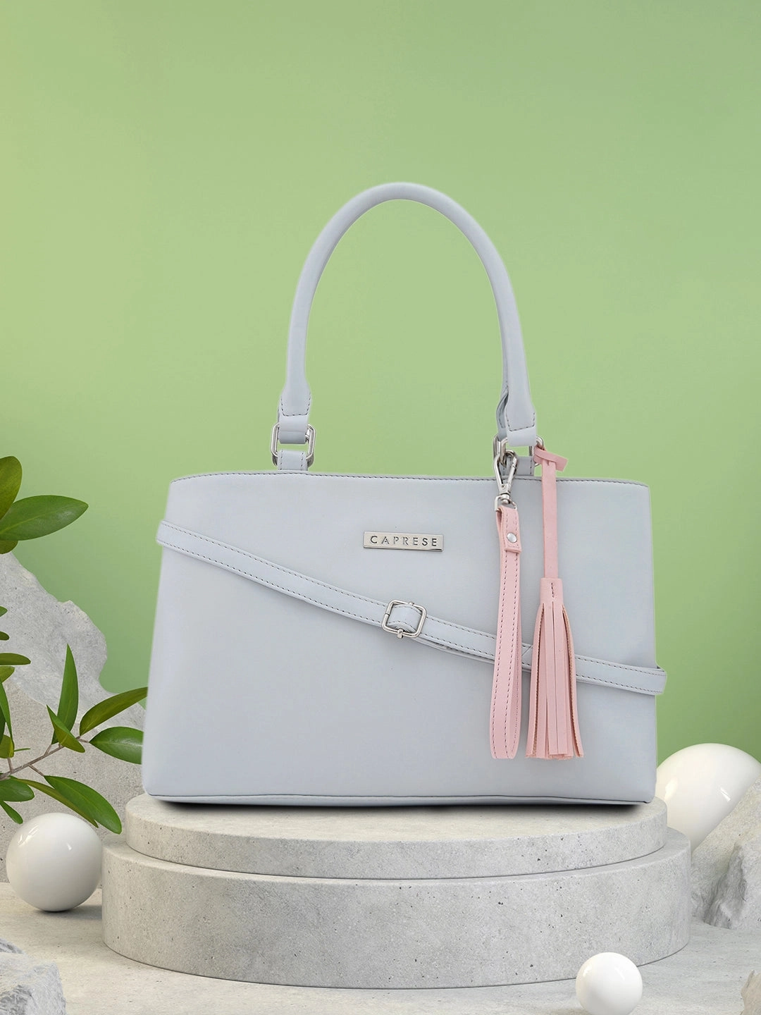 Caprese Shally Medium Grey Pink Satchel Bag