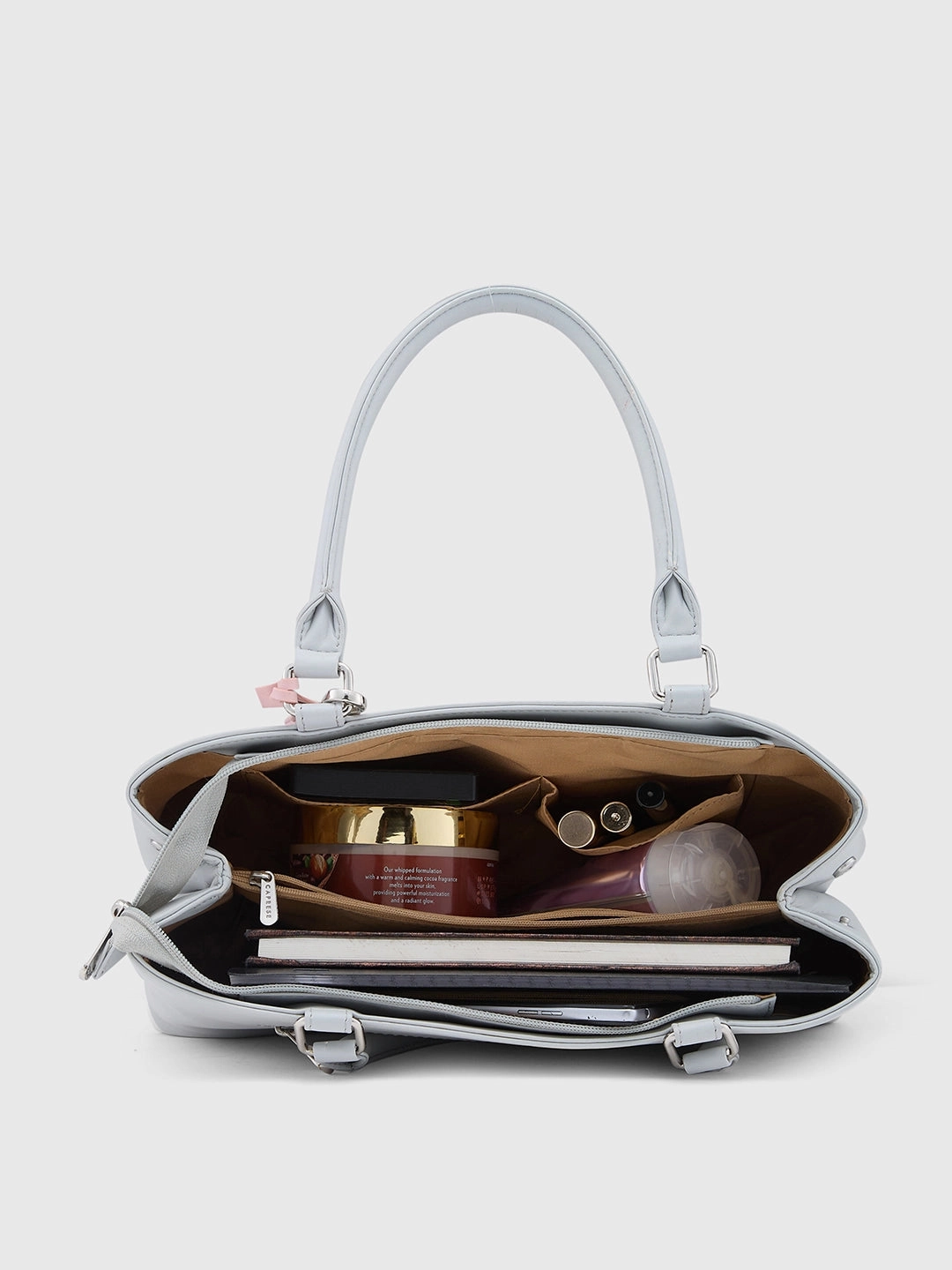 Caprese Shally Medium Grey Pink Satchel Bag