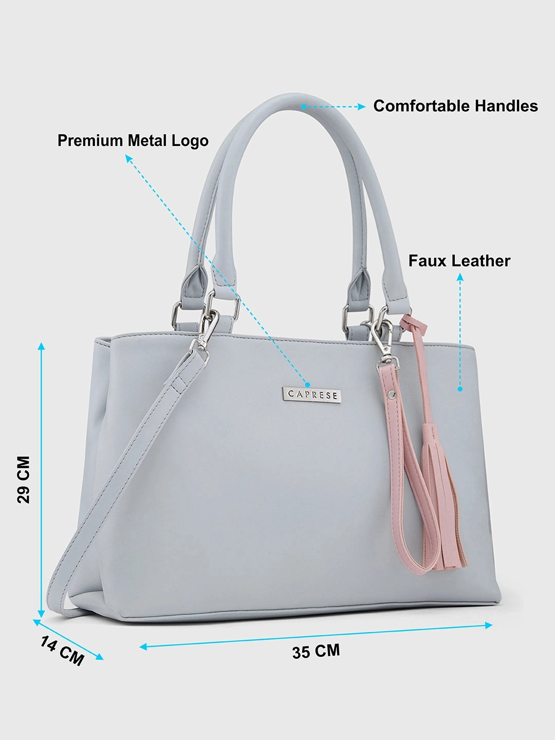 Caprese Shally Medium Grey Pink Satchel Bag