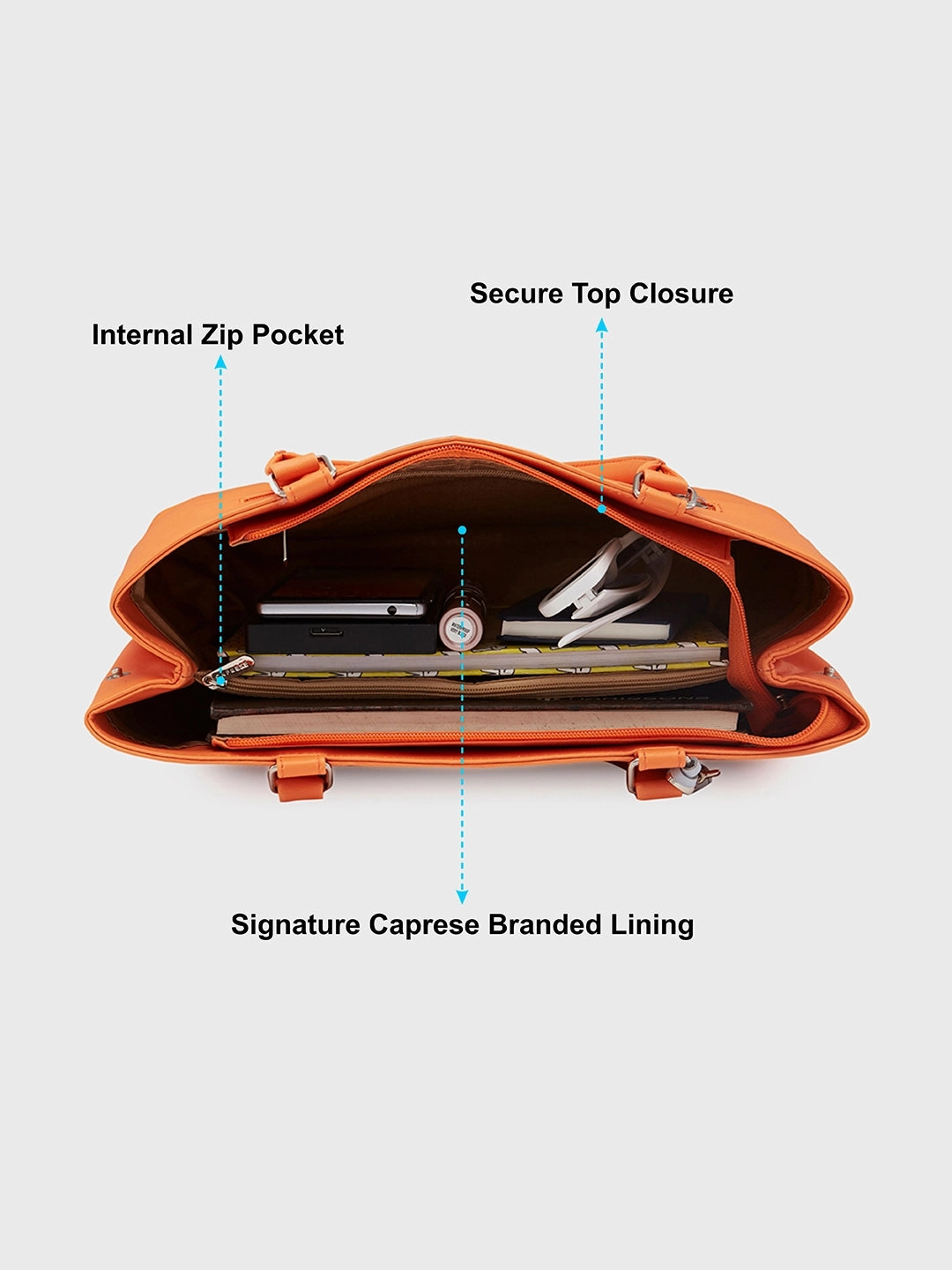 Caprese Shally Medium Orange Satchel Bag