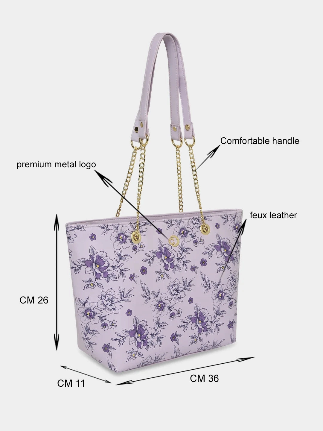 Caprese Snow Printed Large Lavender Satchel Bag