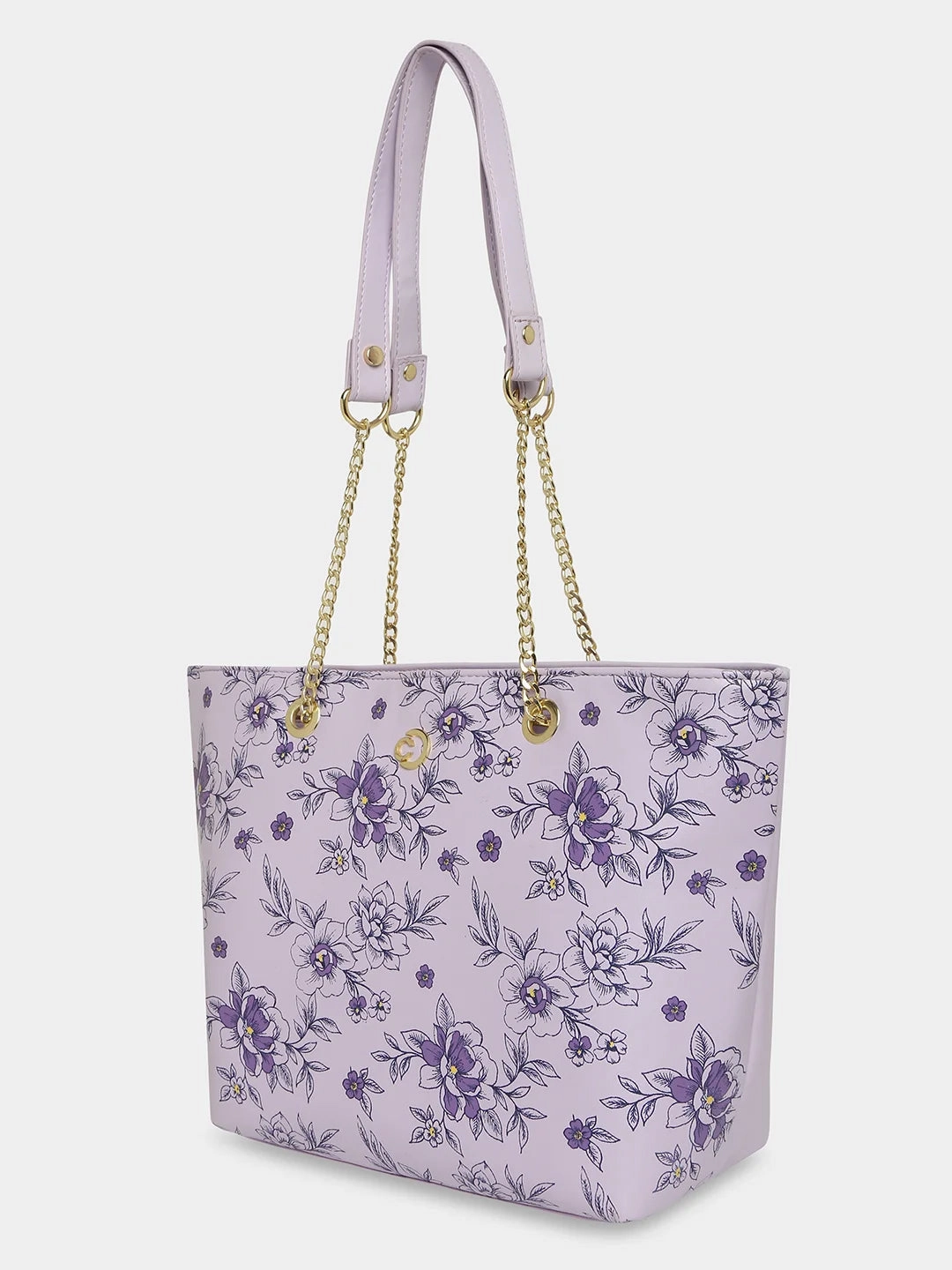 Caprese Snow Printed Large Lavender Satchel Bag