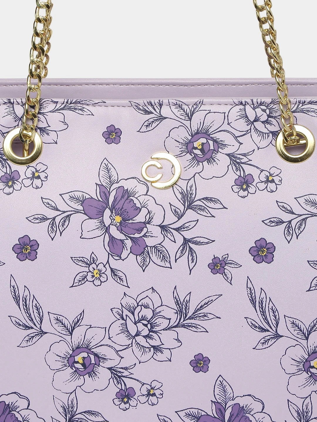 Caprese Snow Printed Large Lavender Satchel Bag