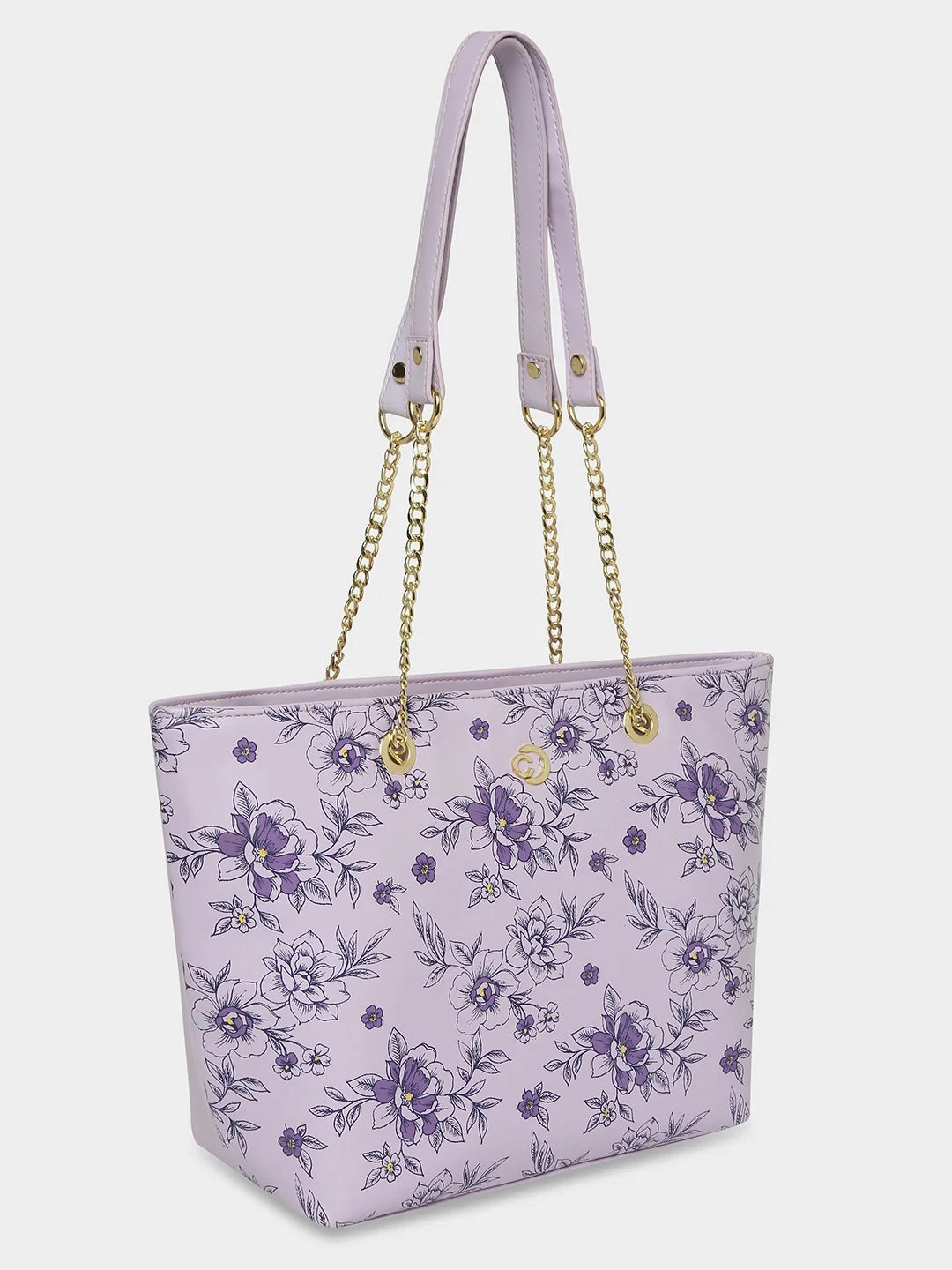 Caprese Snow Printed Large Lavender Satchel Bag