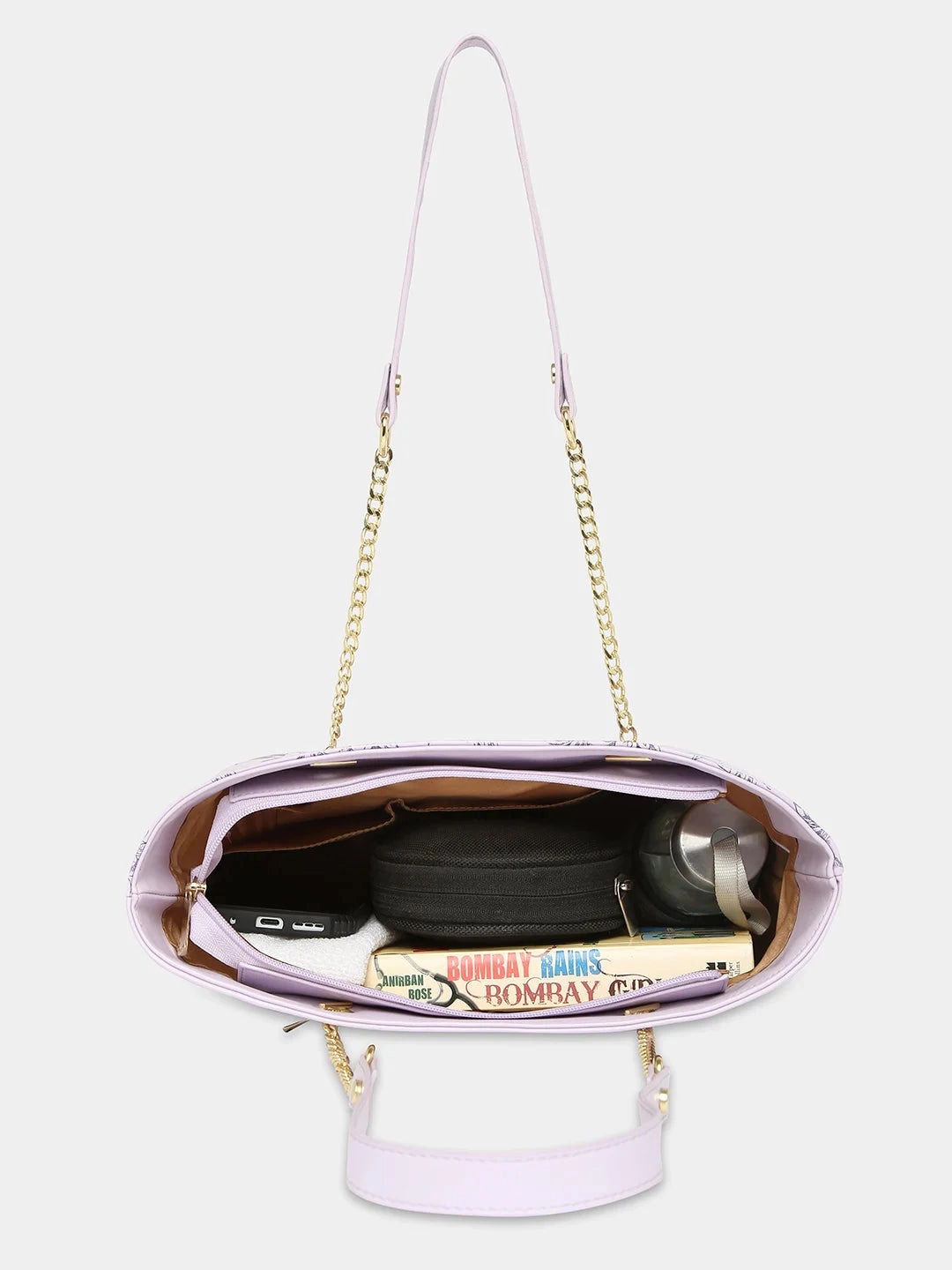 Caprese Snow Printed Large Lavender Satchel Bag