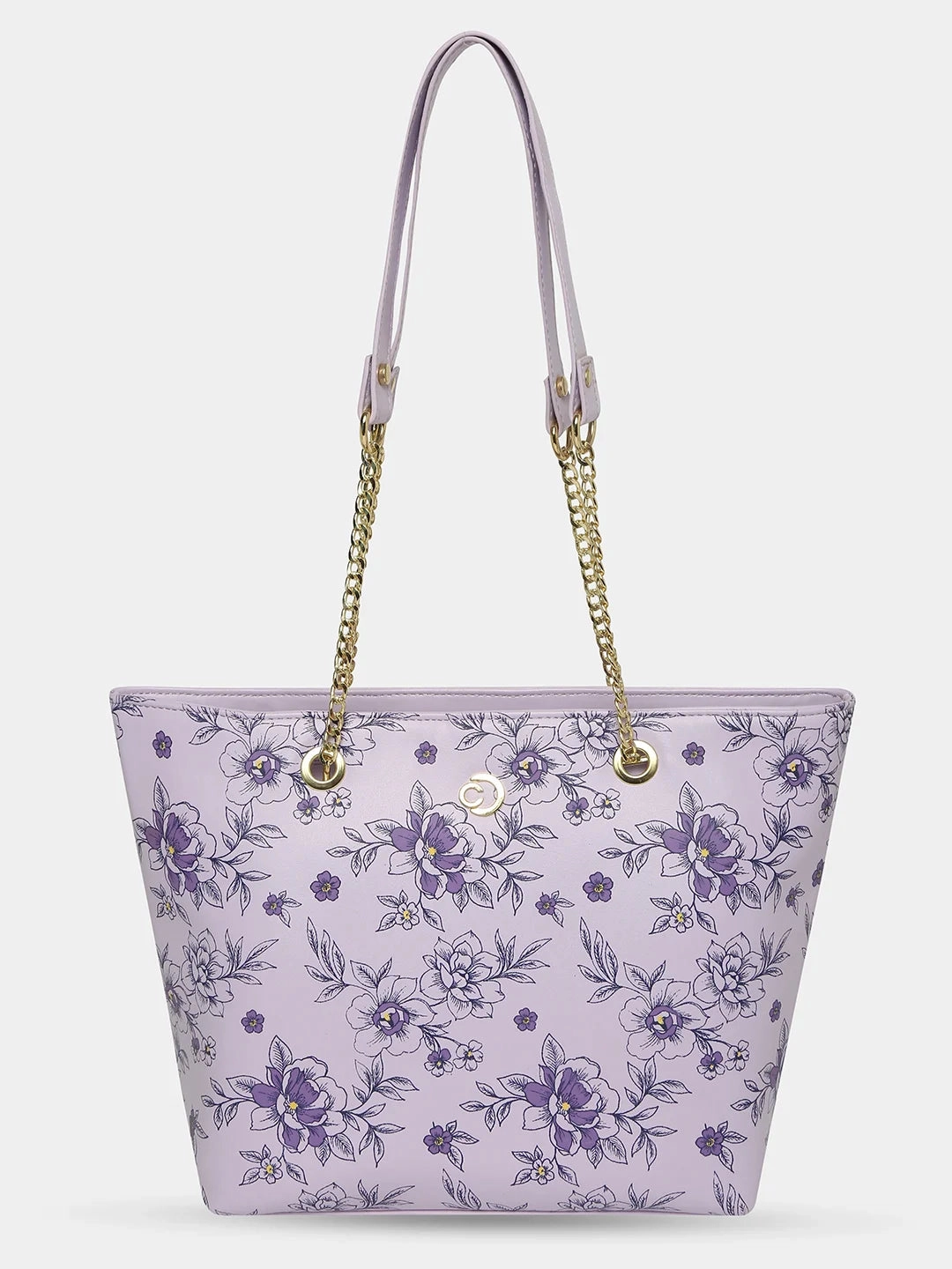 Caprese Snow Printed Large Lavender Satchel Bag