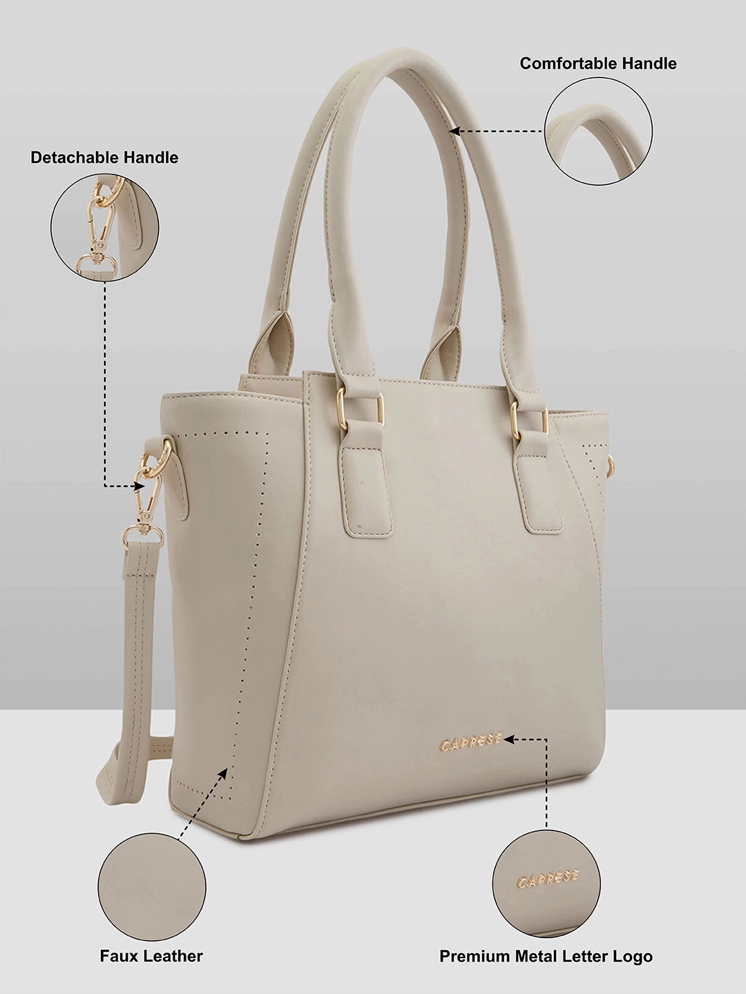 Caprese Solena Medium Beige Satchel Bag