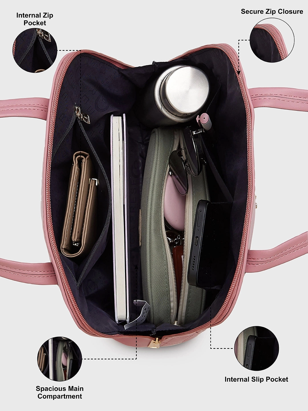 Caprese Syra Medium Pink Satchel Bag Bag