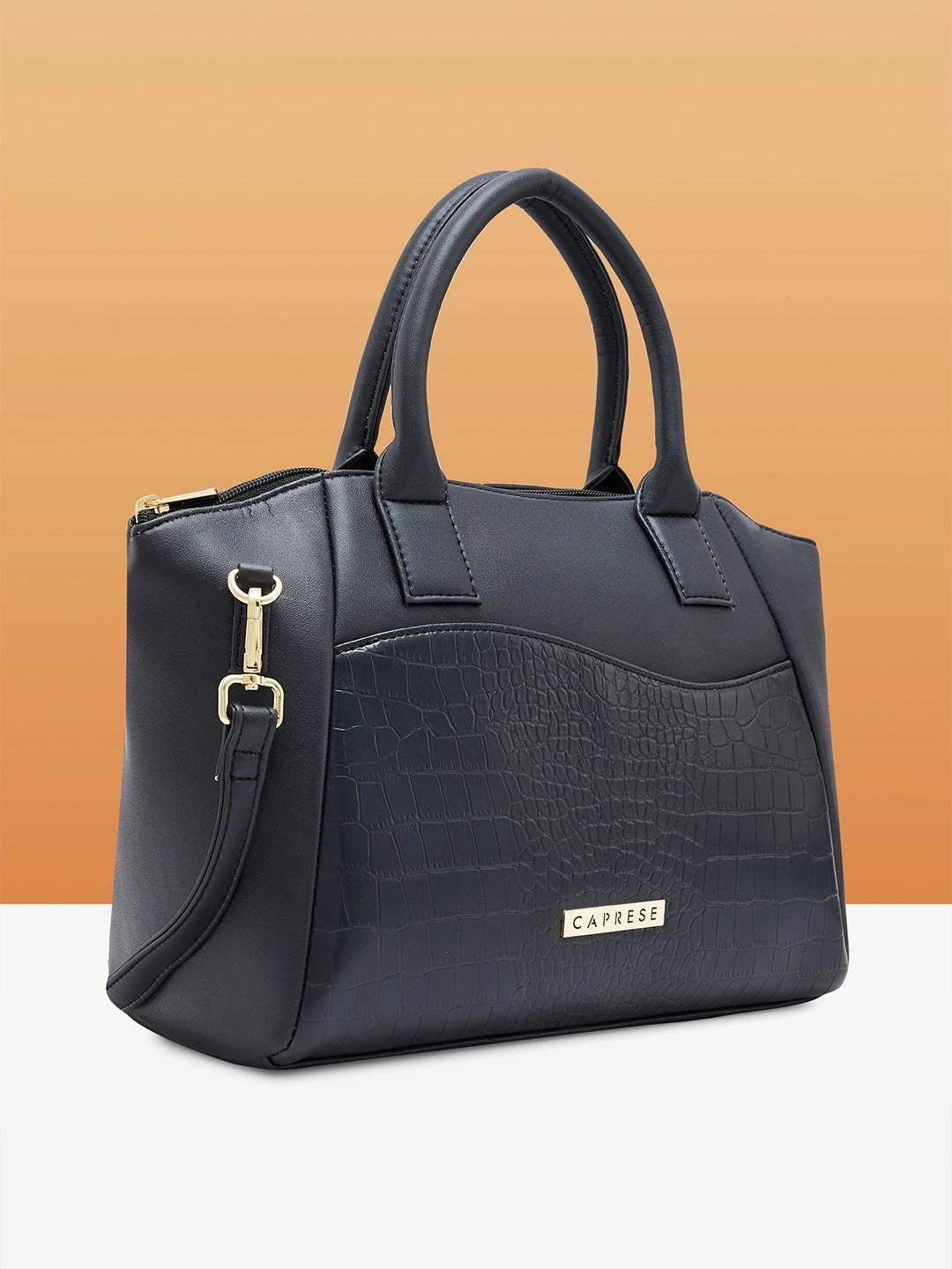 Caprese Tio Medium Black Satchel Bag