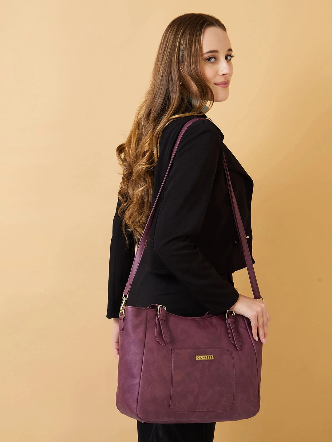 Caprese Vincita Medium Red Satchel Bag