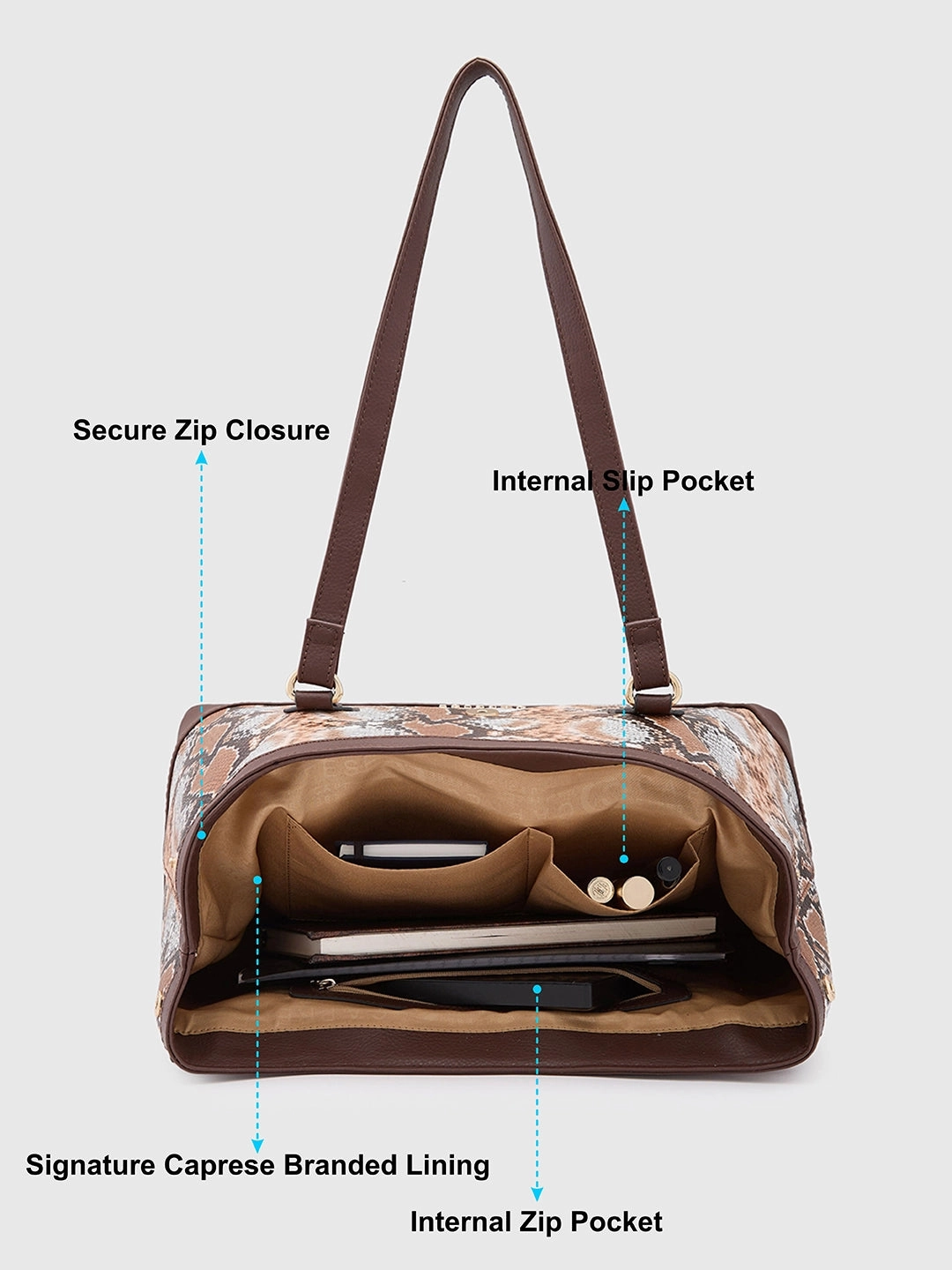Caprese Vittoria Large Chocolate Satchel Bag