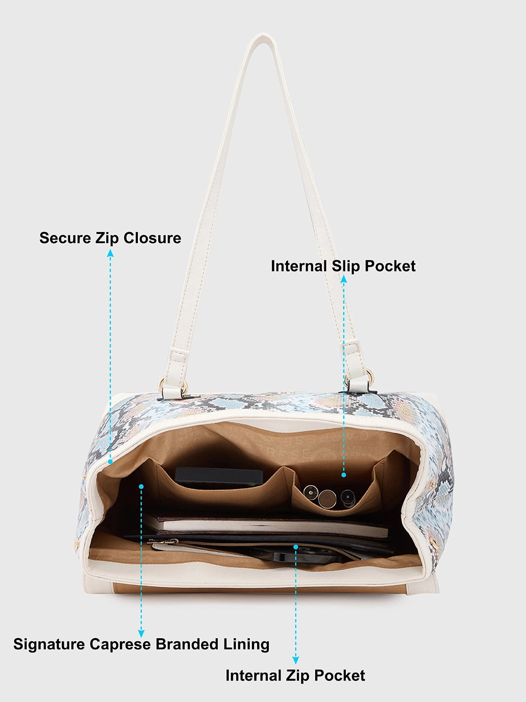 Caprese Vittoria Large Off White Satchel Bag