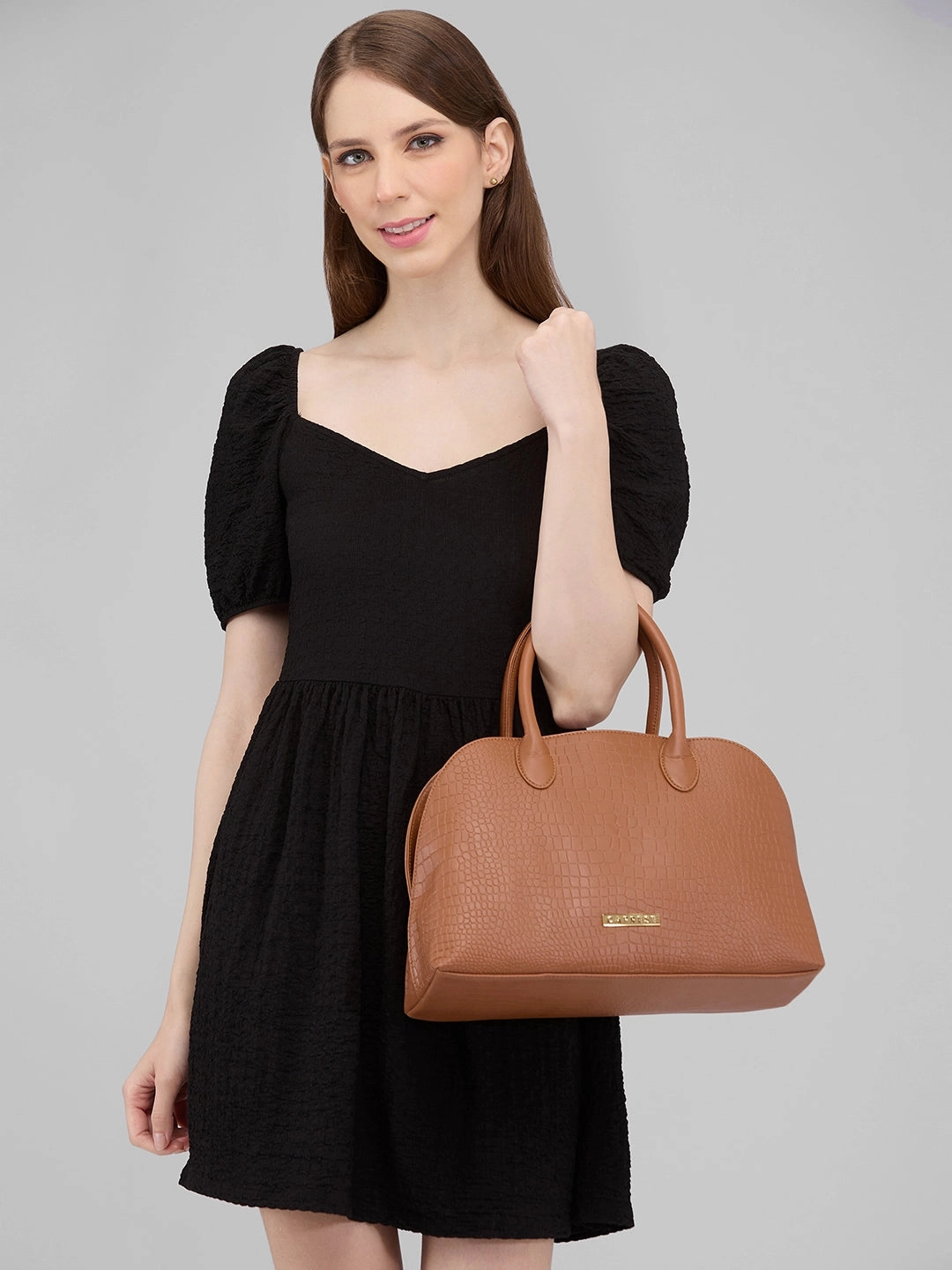 Caprese Zoia Medium Dark Brown Satchel Bag
