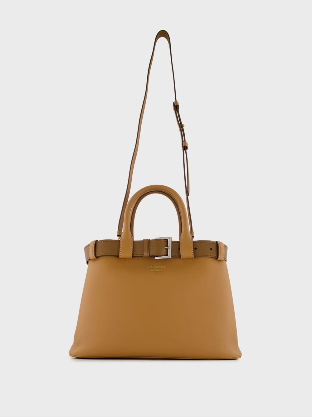 Caramel Buckle Medium Leather Handbag