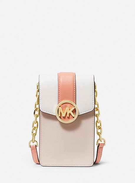 Carmen Small Color-Block Faux Leather Phone Crossbody Bag