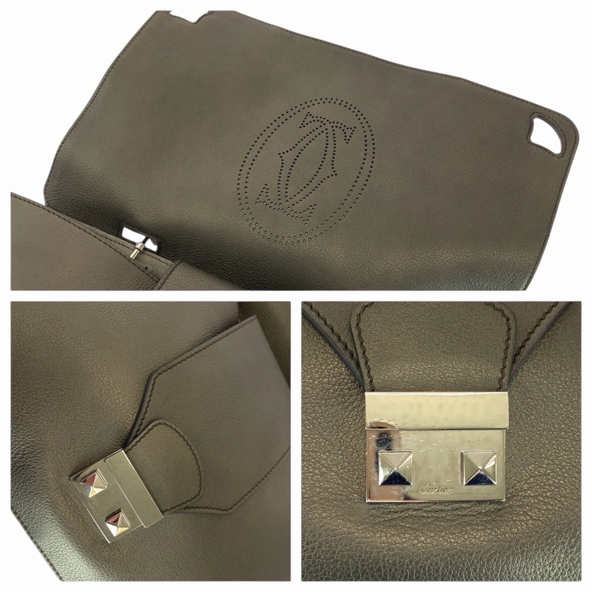 Cartier Leather Handbag Shoulder Bag (Pre-Owned)