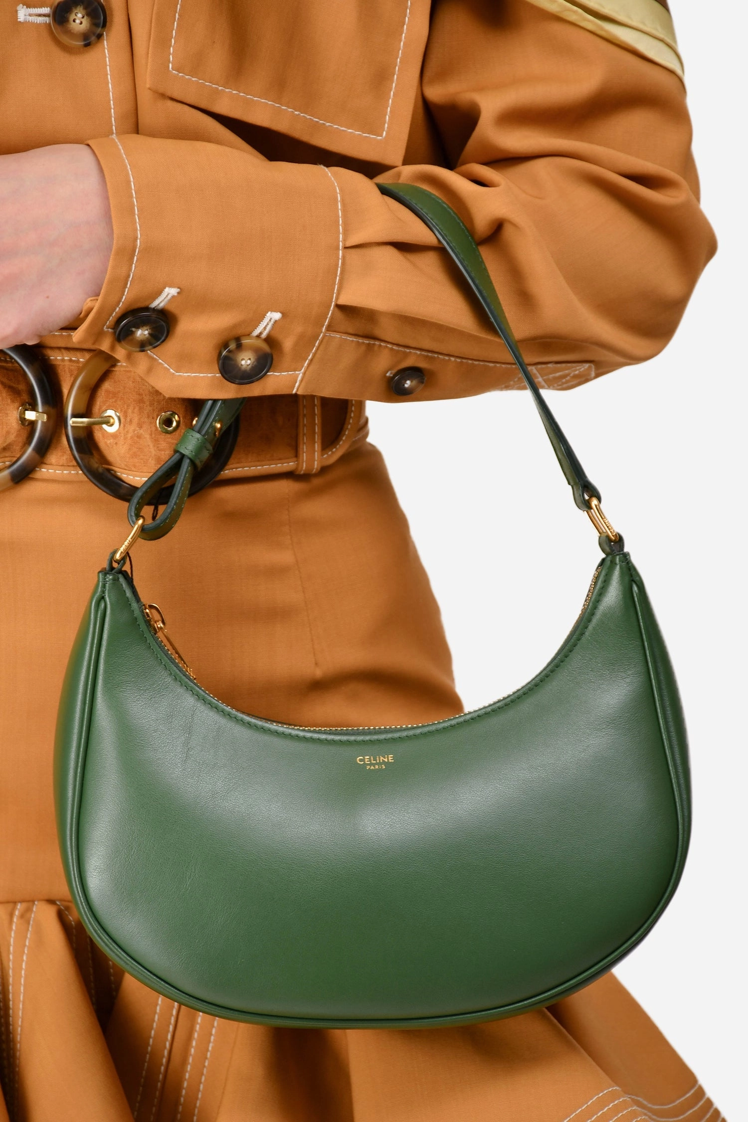 Celine 2017 Green Leather Ava Shoulder Bag