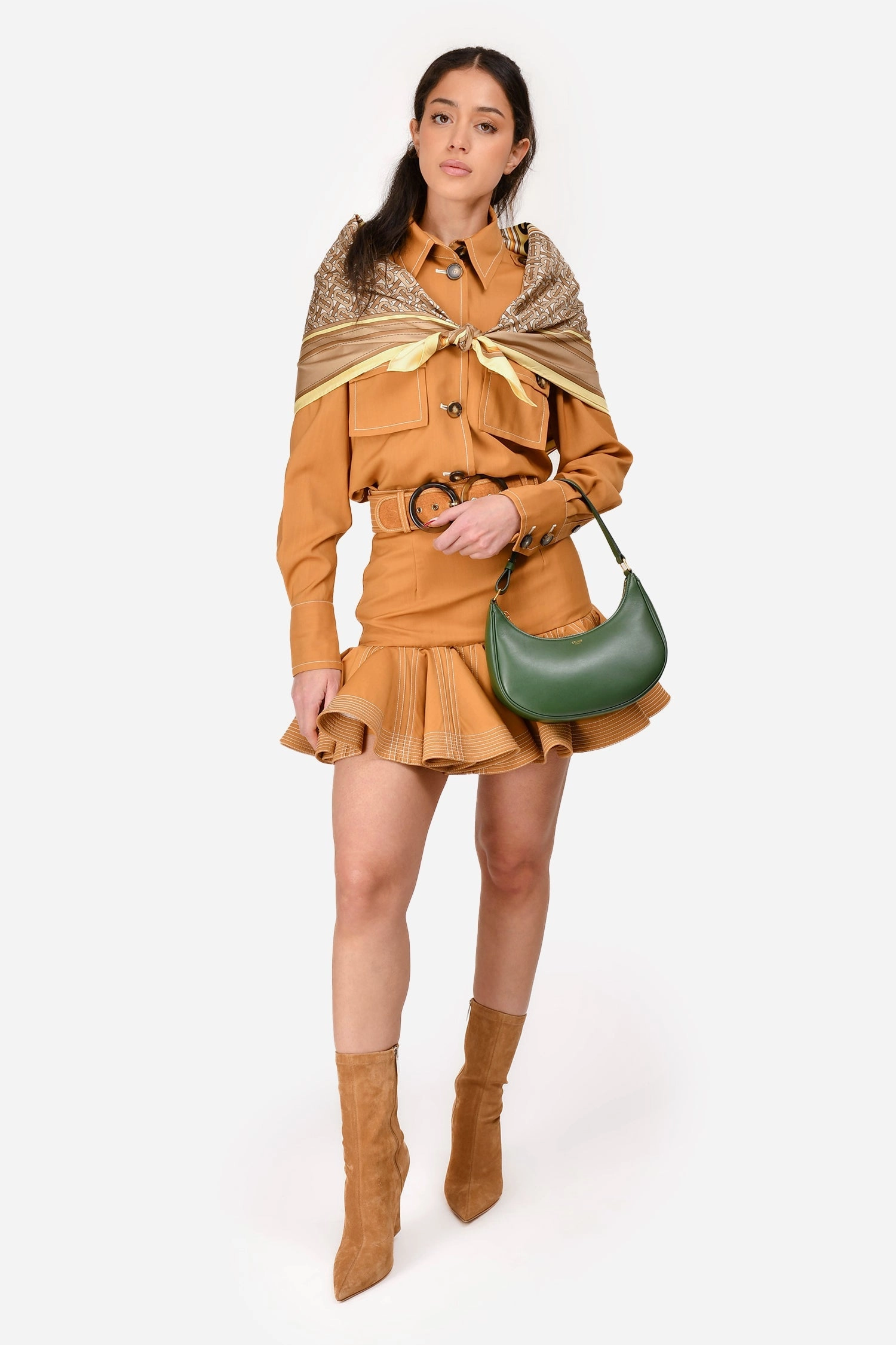 Celine 2017 Green Leather Ava Shoulder Bag