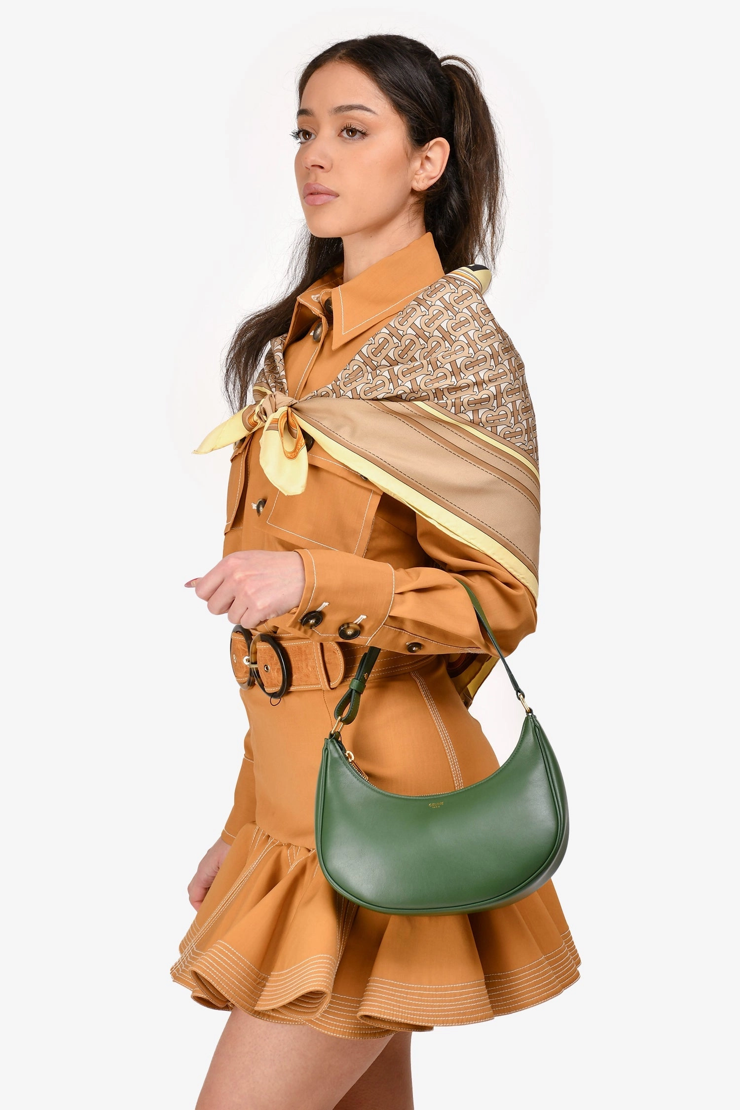 Celine 2017 Green Leather Ava Shoulder Bag