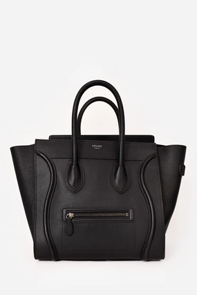 Celine Black Grained Leather Mini Luggage Tote (As Is)