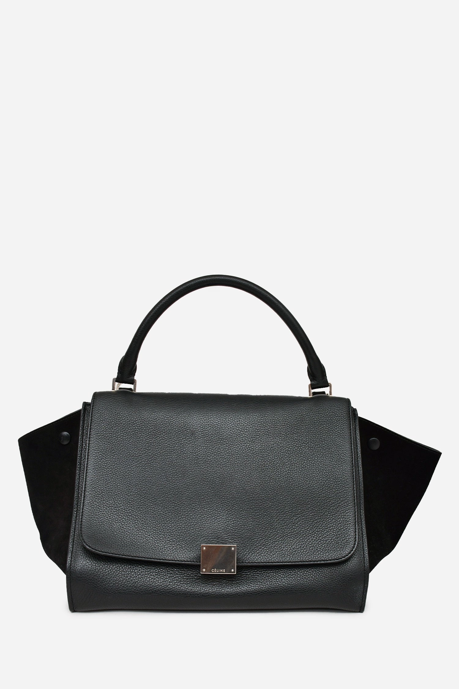 Celine Black Leather/Suede Trapeze Bag with Strap
