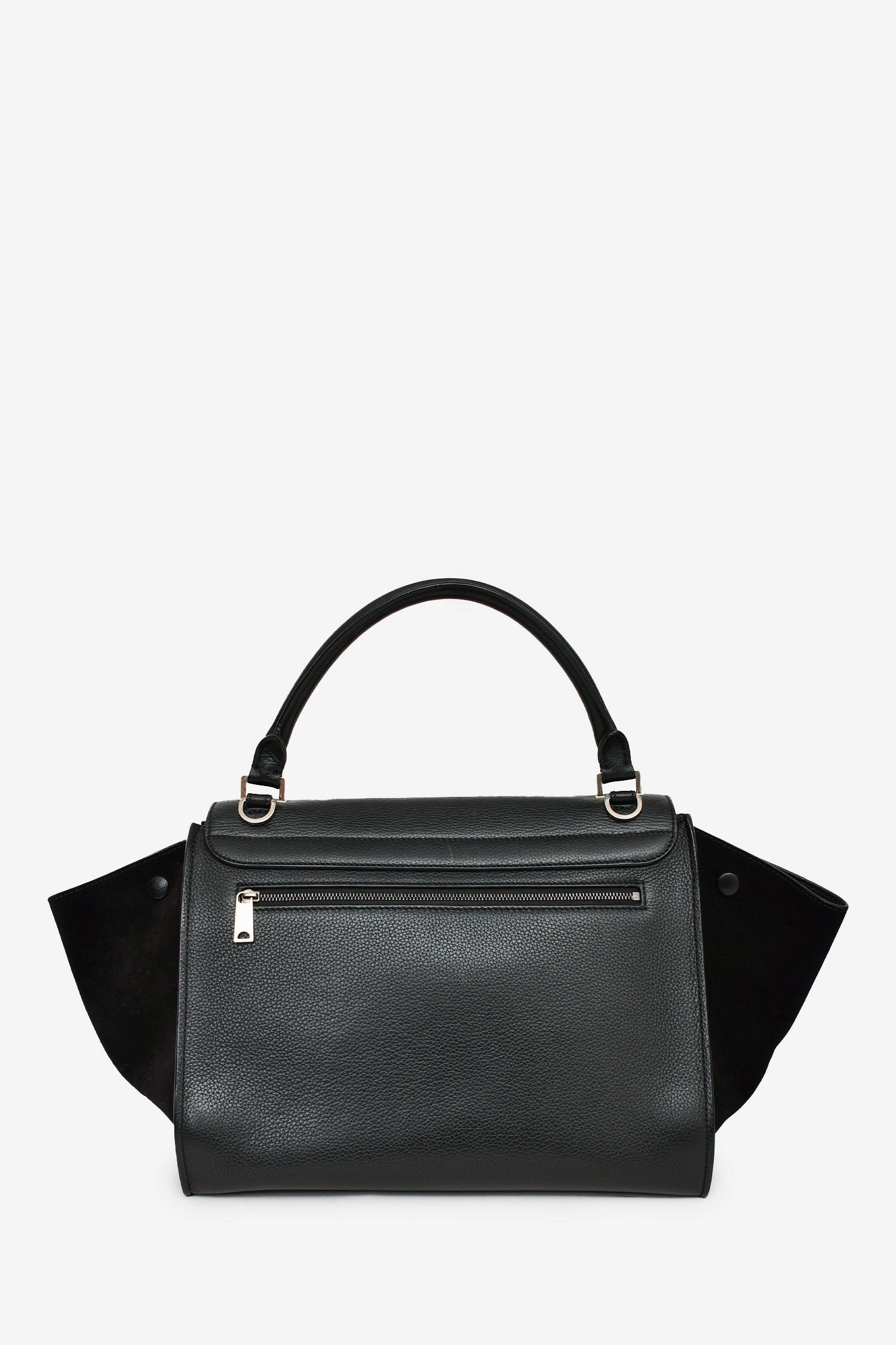 Celine Black Leather/Suede Trapeze Bag with Strap