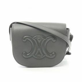 Celine Leather Folco Triomphe Shoulder Bag