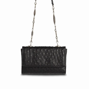 Chain & Jewel Shoulder Bag, Mini - Black, Topaz Gemstones