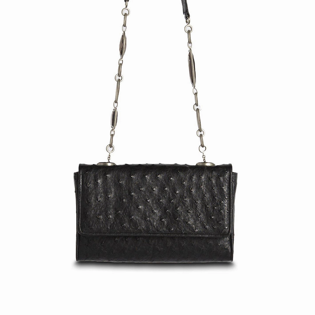 Chain & Jewel Shoulder Bag, Mini - Black, Topaz Gemstones