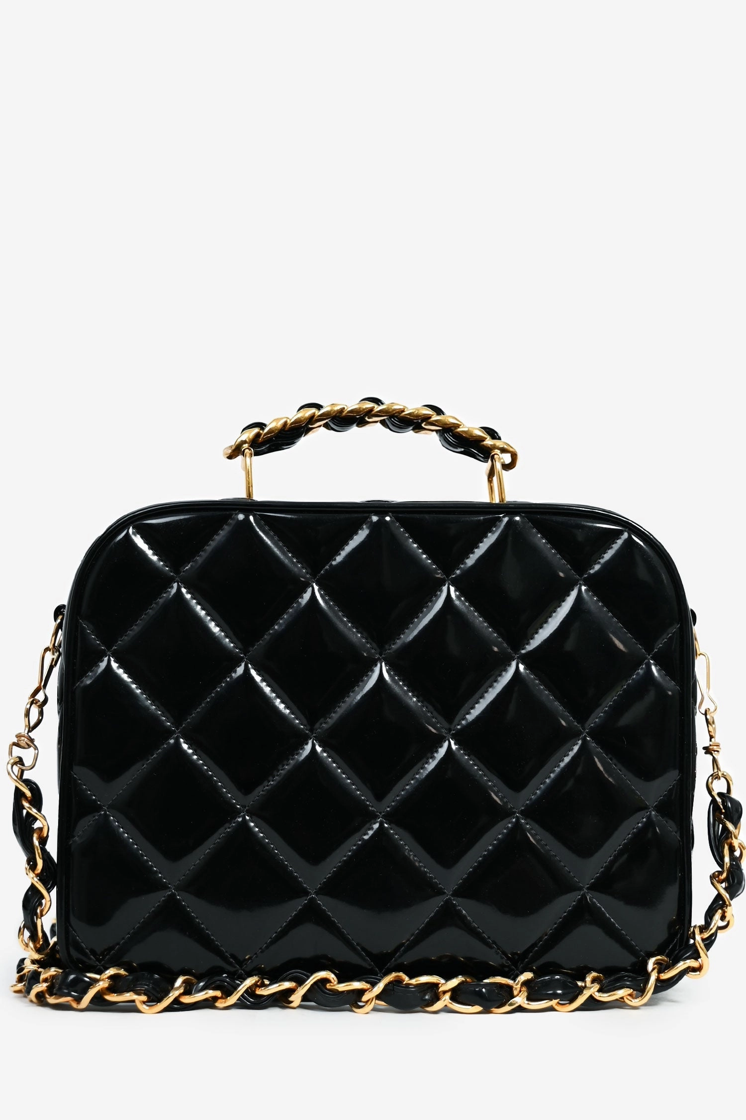 Chanel 1994-96 Black Patent Leather Large Vanity Case