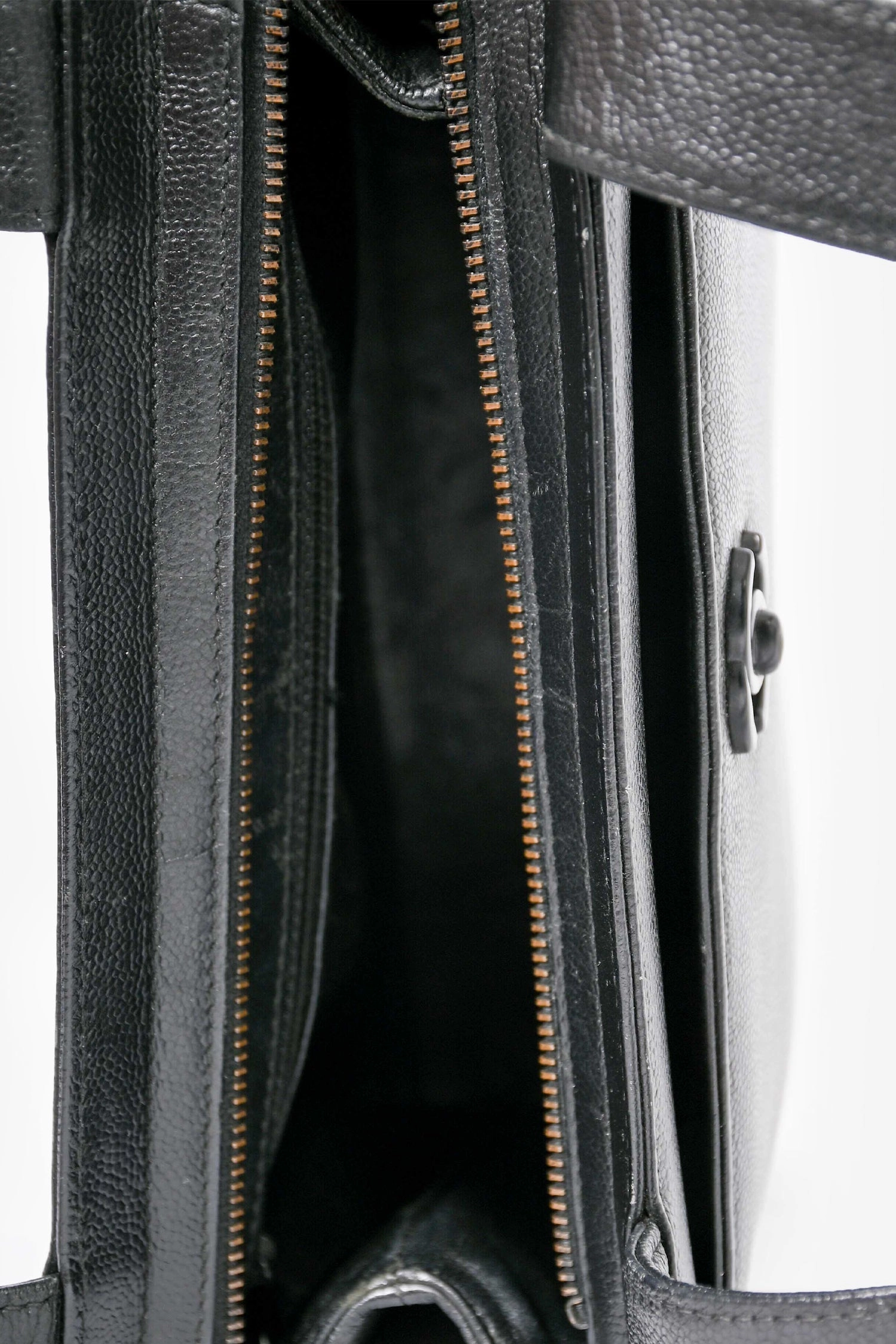 Chanel 1997-99 Black Caviar Leather Shoulder Bag with Matte Black CC