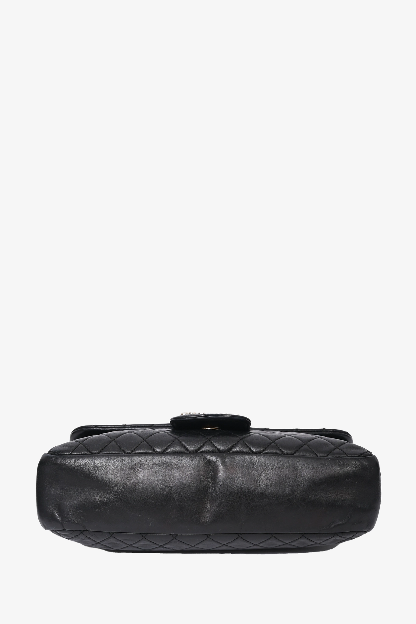 Chanel 2008-09 Black Quilted Lambskin Westminster Pearl Strap CC Flap Bag