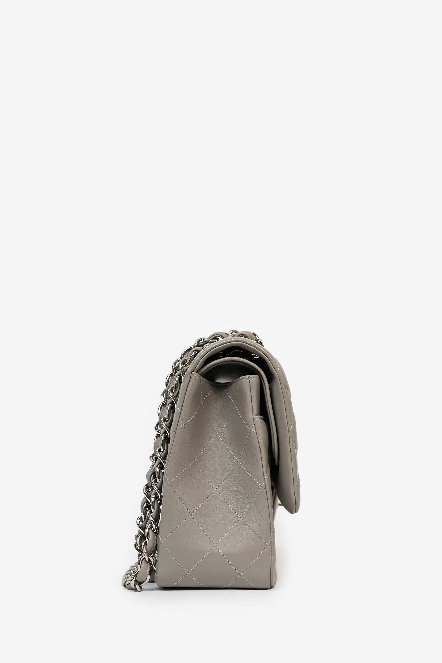 Chanel 2019/20 Grey Lambskin Leather Jumbo Double Flap