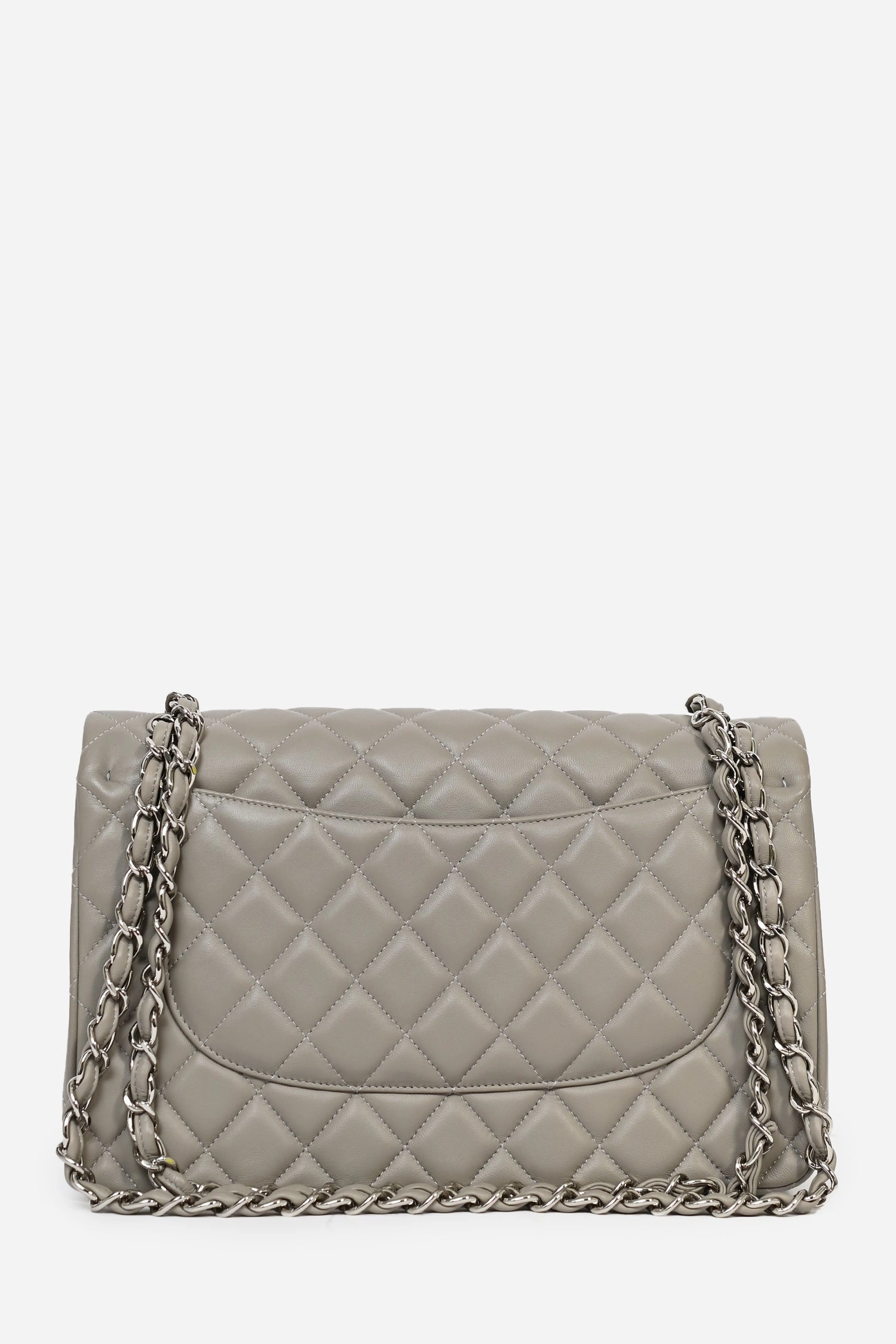 Chanel 2019/20 Grey Lambskin Leather Jumbo Double Flap