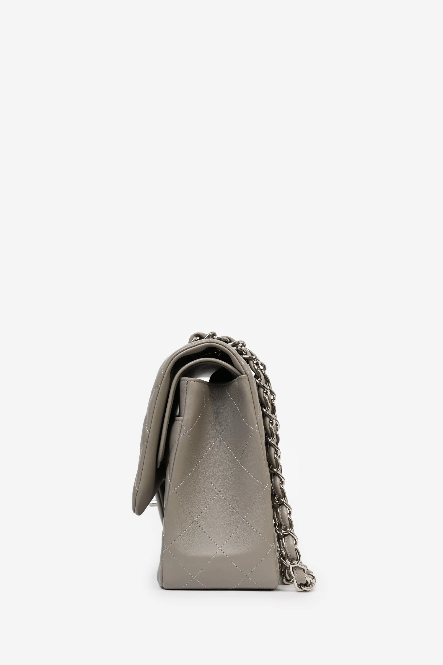 Chanel 2019/20 Grey Lambskin Leather Jumbo Double Flap
