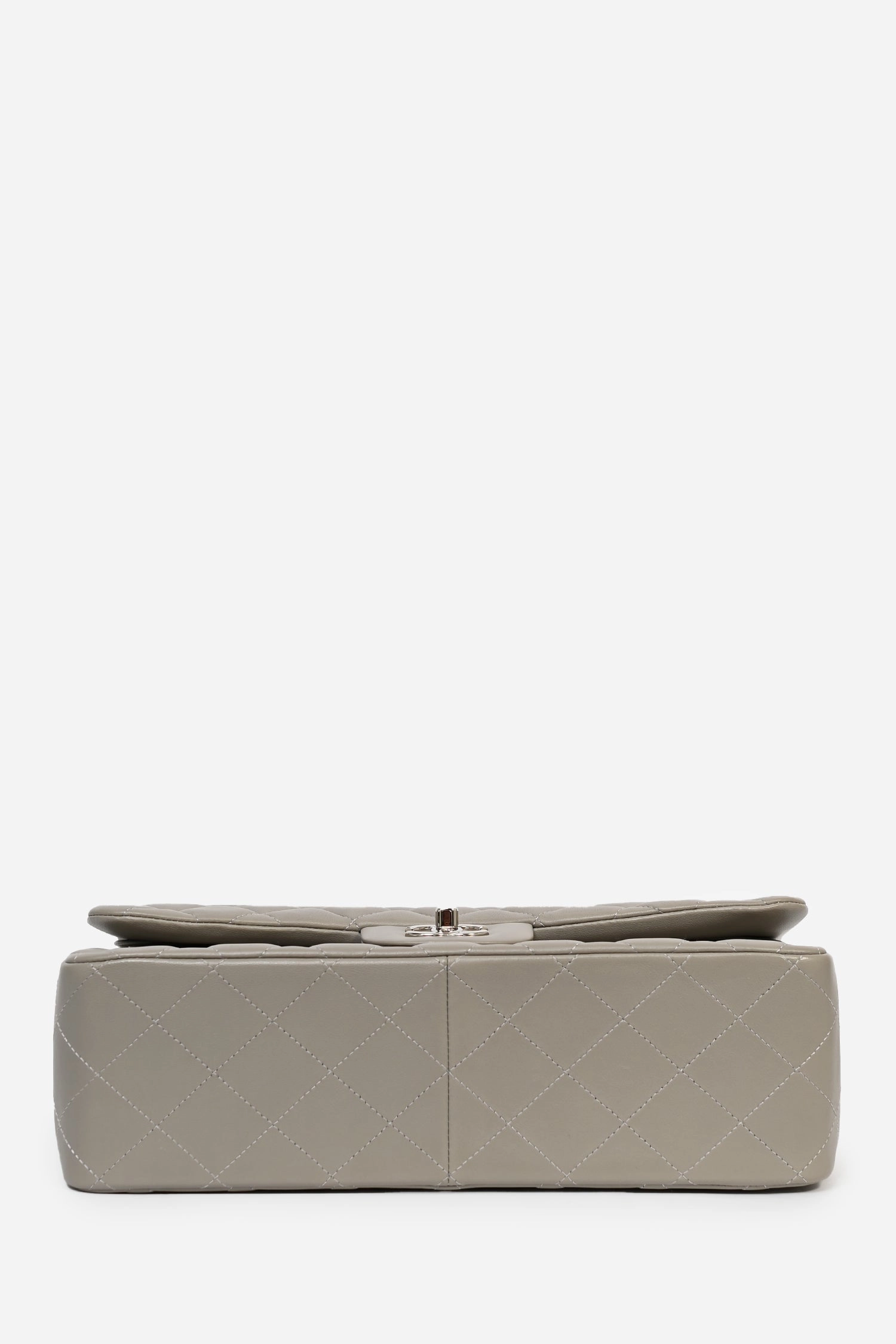 Chanel 2019/20 Grey Lambskin Leather Jumbo Double Flap